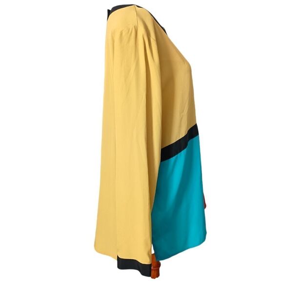 Galinda Wang Career Blouse 16W Silky Plus Size Colorblock Office Siren Corpcore - Picture 2 of 15